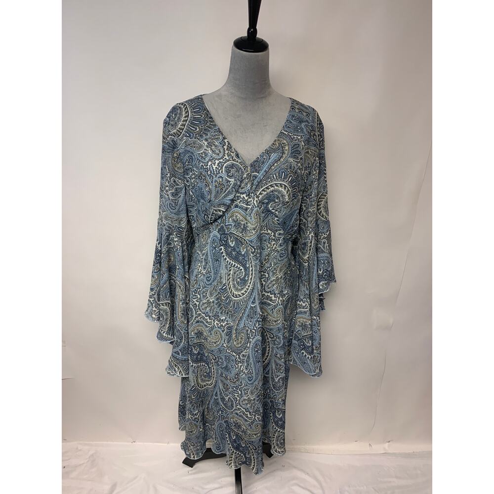 Fairy Bohemian Midi Dress Paisley Romantic Bell Sleeves SZ 1X